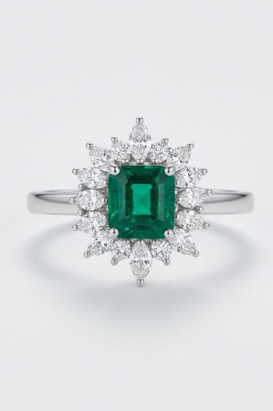 Emerald Halo Ring