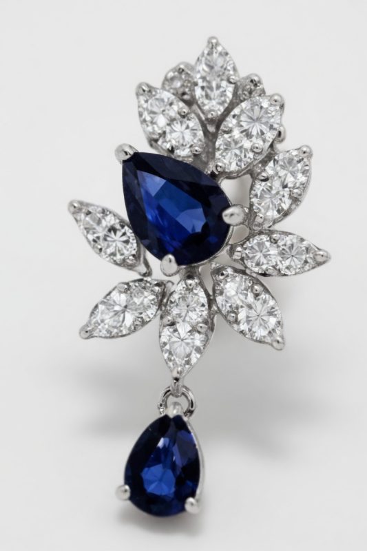 Sapphire Petal Drop Earring